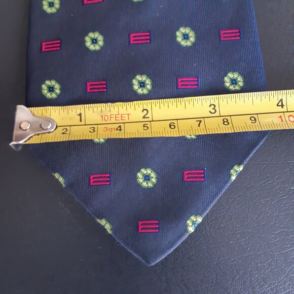 ETRO Milano 100% Silk Men's Neck Tie Navy w/ Pink "E" Logo Design - Picture 9 of 11